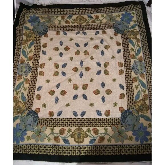 Vtg. As Ipek Floral Ornate Turkish Silk? Scarf XL 45.25" X 41.25" Flaws READ - Picture 12 of 12